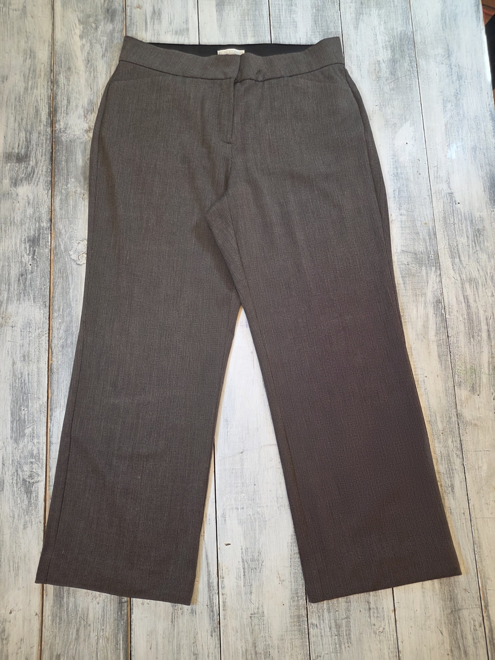Dana Buchman Women's Dark Gray Micro Hounstooth Straight-Leg Trousers sz 12
